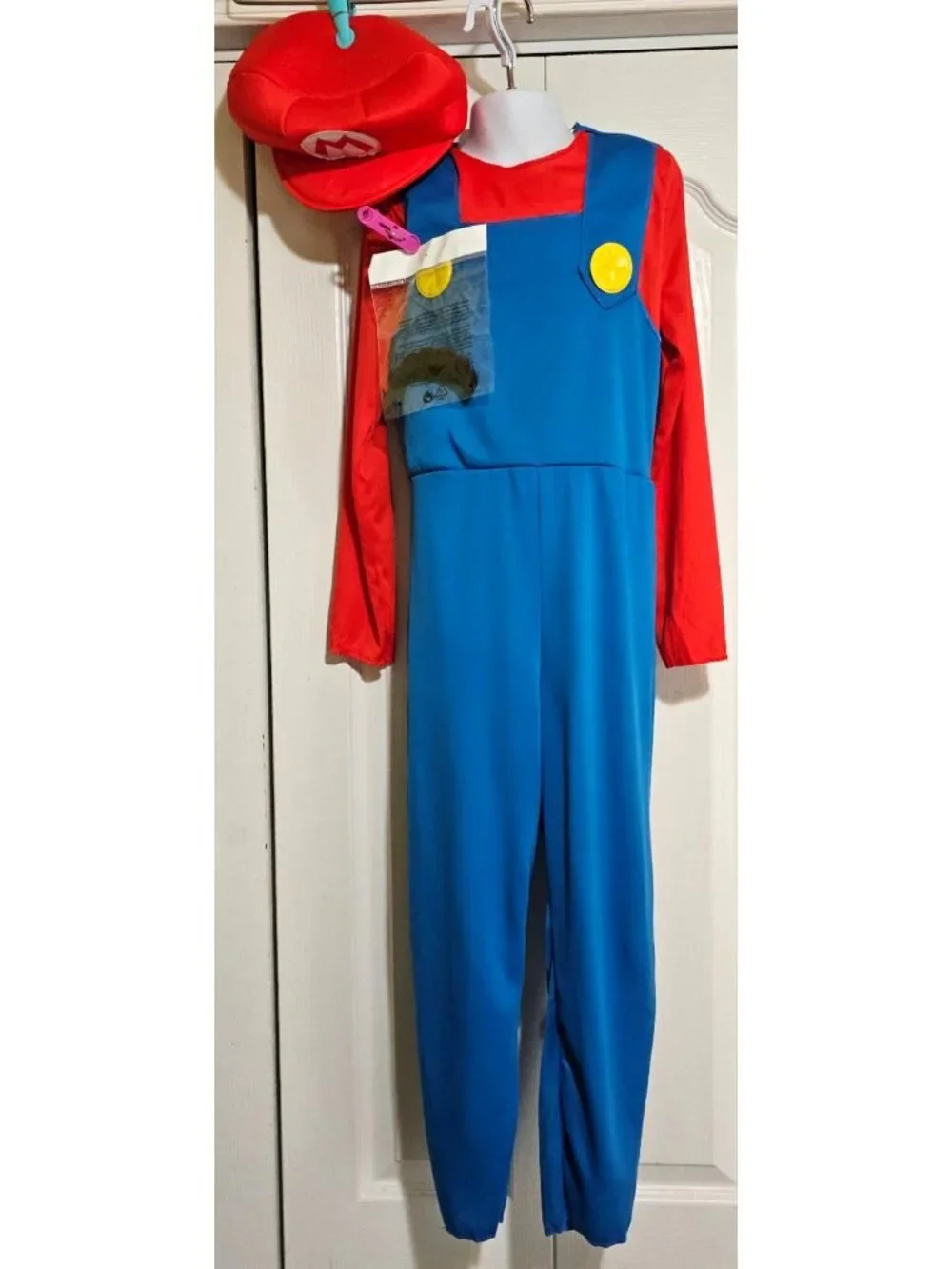 Super Mario Costume Kids 4-6 Hat Mustache Halloween Nintendo Disguise Boys Games